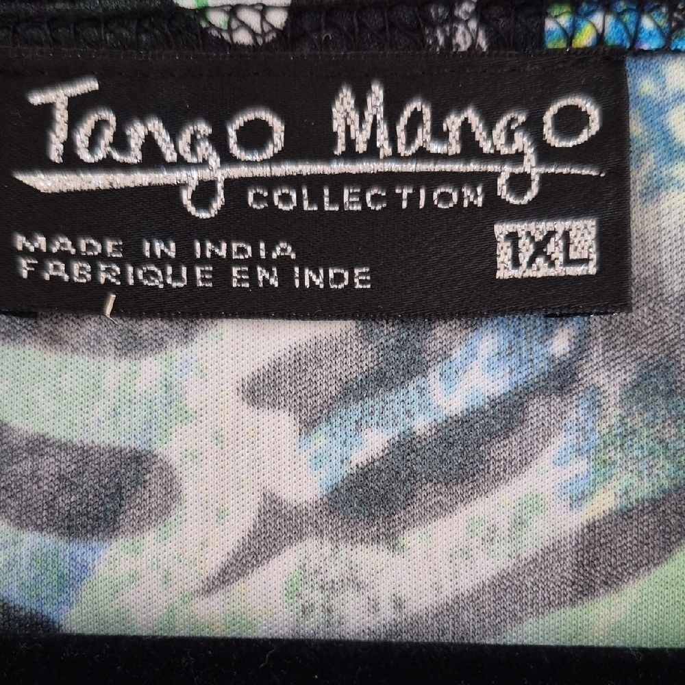 Tango Mango Vibrant Blue and Green Wrap Blouse (C61) - Picture 8 of 11